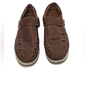 Johnston & Murphy Fisherman Style Leather Sheepskin Comfort Sandals Mens' Sz 13